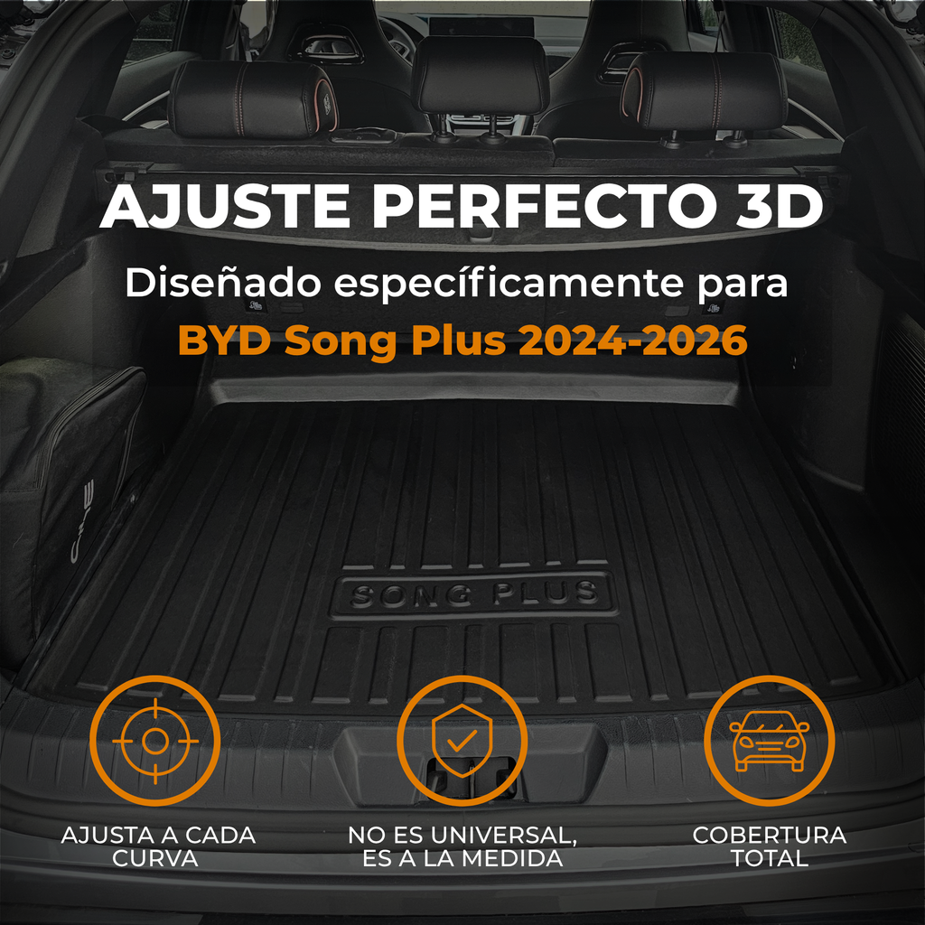 Tapete de Cajuela para BYD Song Plus 2024-2026 Tipo charola 3D a la Medida