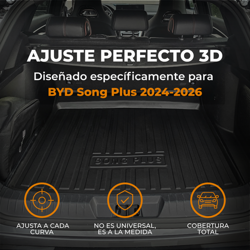 Tapete de Cajuela para BYD Song Plus 2024-2026 Tipo charola 3D a la Medida
